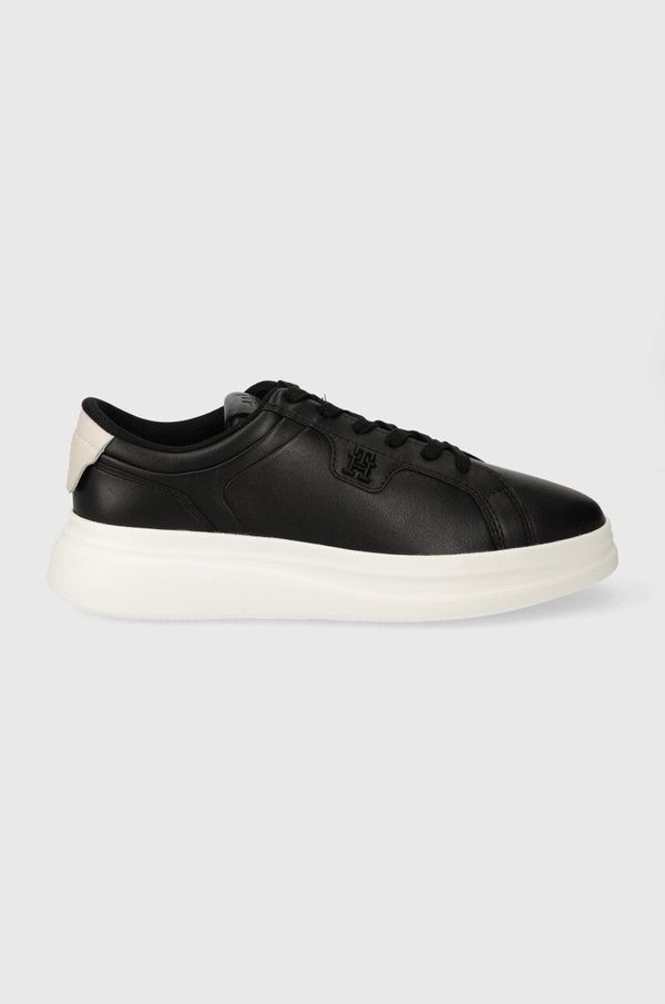 Tommy Hilfiger Usnjene superge Tommy Hilfiger POINTY COURT SNEAKER črna barva, FW0FW07460