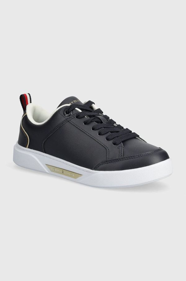 Tommy Hilfiger Usnjene superge Tommy Hilfiger SPORTY CHIC COURT SNEAKER mornarsko modra barva, FW0FW07814