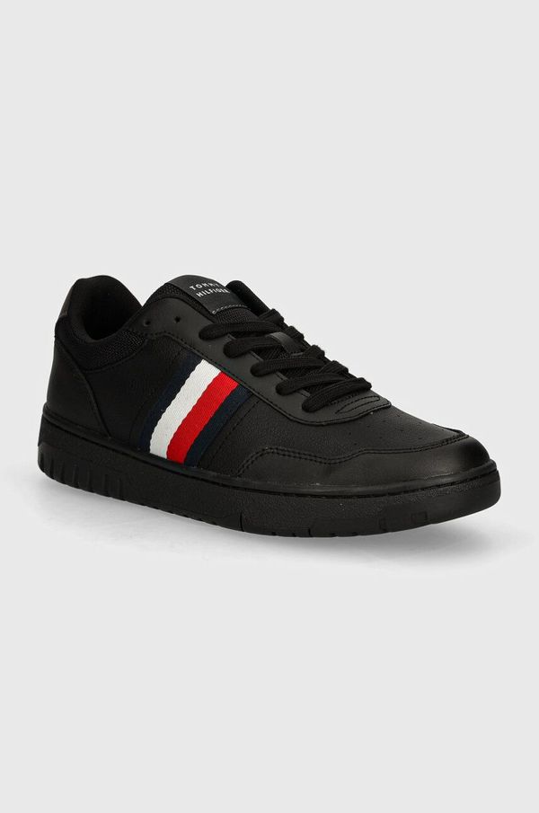 Tommy Hilfiger Usnjene superge Tommy Hilfiger TH BASKET CORE LITE črna barva, FM0FM05116