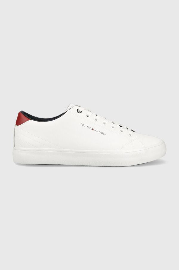 Tommy Hilfiger Usnjene superge Tommy Hilfiger TH HI VULC CORE LOW bela barva, FM0FM04687