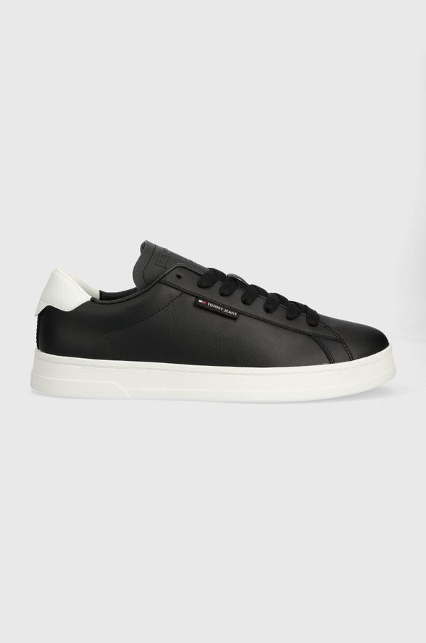 Tommy Jeans Usnjene superge Tommy Jeans TJM LEATHER LOW CUPSOLE črna barva, EM0EM01374