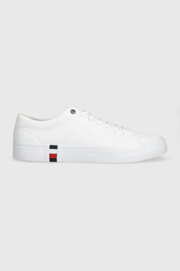 Tommy Hilfiger Usnjene teniske Tommy Hilfiger CORPORATE LEATHER moške, bela barva, FM0FM04589