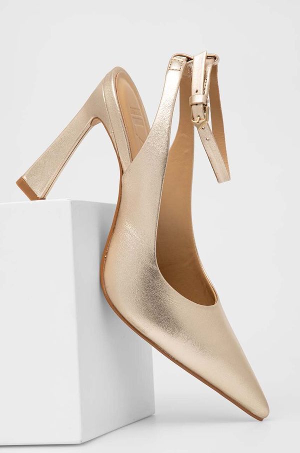 Answear Lab Usnjene visoke pete Answear Lab zlata barva