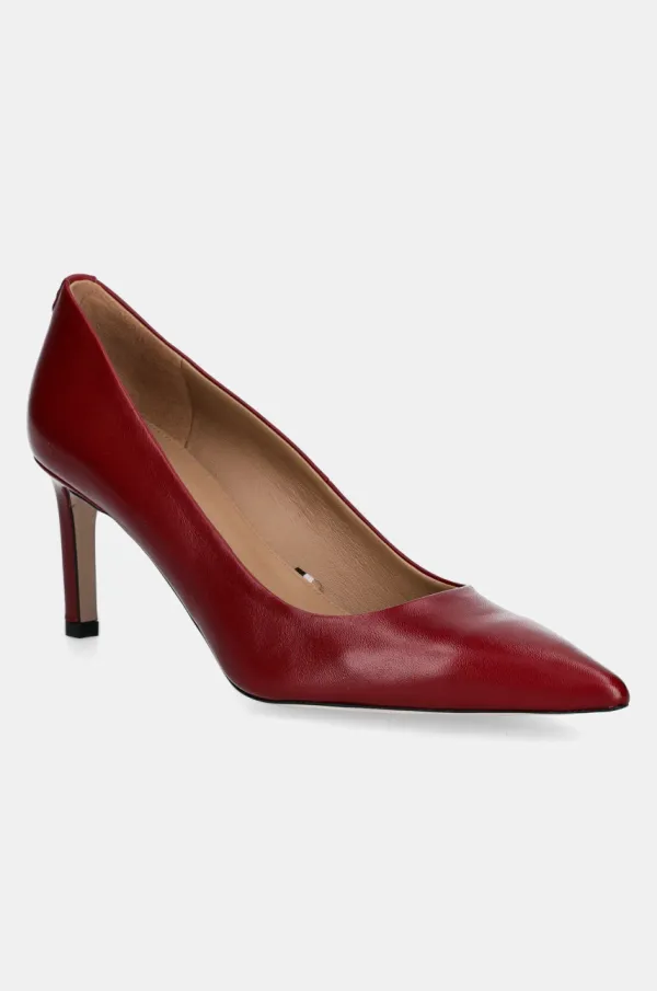 BOSS Usnjene visoke pete BOSS Janet bordo barva, 50536573