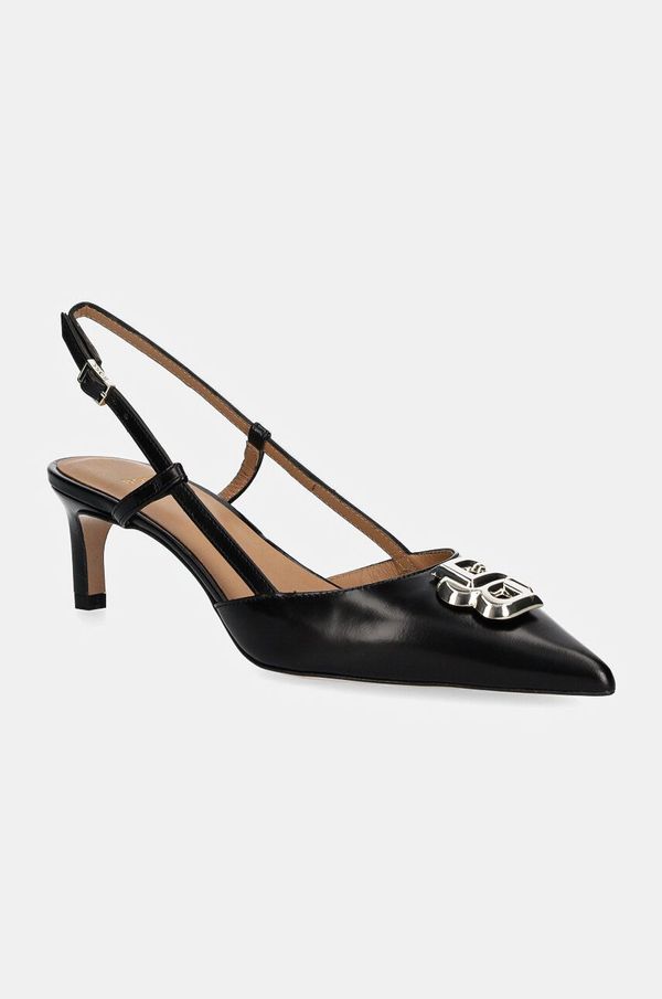 BOSS Usnjene visoke pete BOSS Janet črna barva, 50529823