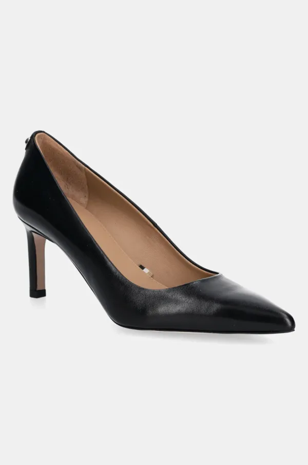 BOSS Usnjene visoke pete BOSS Janet črna barva, 50536573