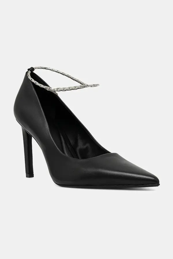 Calvin Klein Usnjene visoke pete Calvin Klein ESS STILETTO HDW CHAIN LTH 90