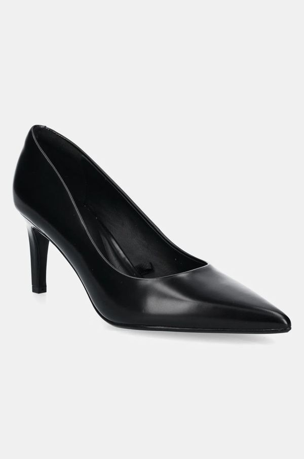 Calvin Klein Usnjene visoke pete Calvin Klein HEEL PUMP 70 - BRUSH L črna barva, HW0HW02446