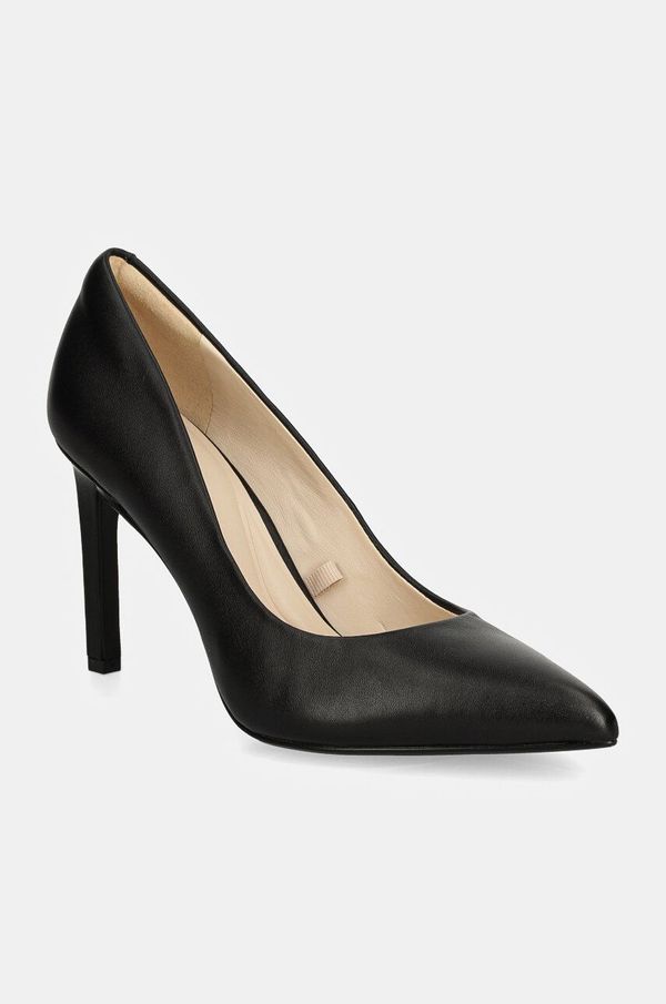 Calvin Klein Usnjene visoke pete Calvin Klein HEEL PUMP 90 LTH črna barva, HW0HW02171