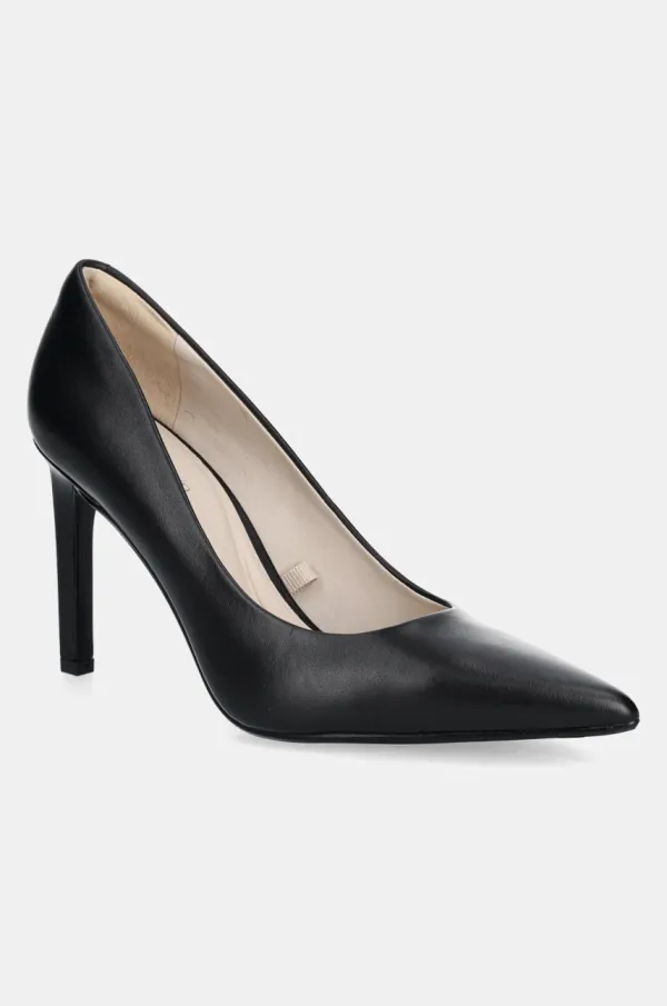 Calvin Klein Usnjene visoke pete Calvin Klein HEEL PUMP 90 - LTH črna barva, HW0HW02336