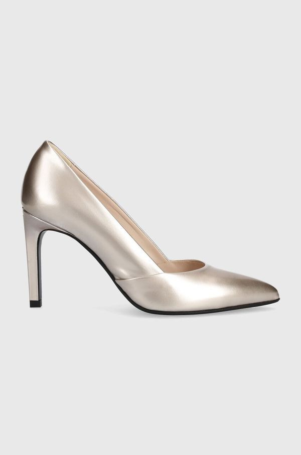 Calvin Klein Usnjene visoke pete Calvin Klein HEEL PUMP 90 PEARL roza barva, HW0HW02027