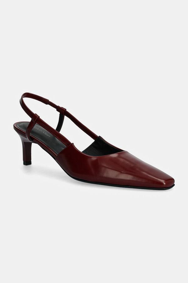 Calvin Klein Usnjene visoke pete Calvin Klein HEEL SLINGBACK PUMP 50 LTH bordo barva, HW0HW02152