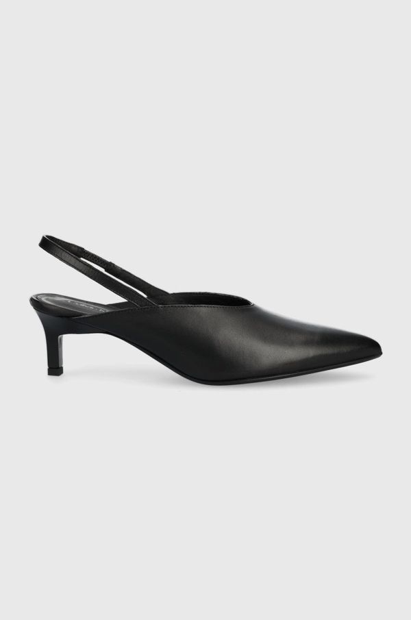 Calvin Klein Usnjene visoke pete Calvin Klein HW0HW01345 GEO STIL SLINGBACK PUMP 50 črna barva