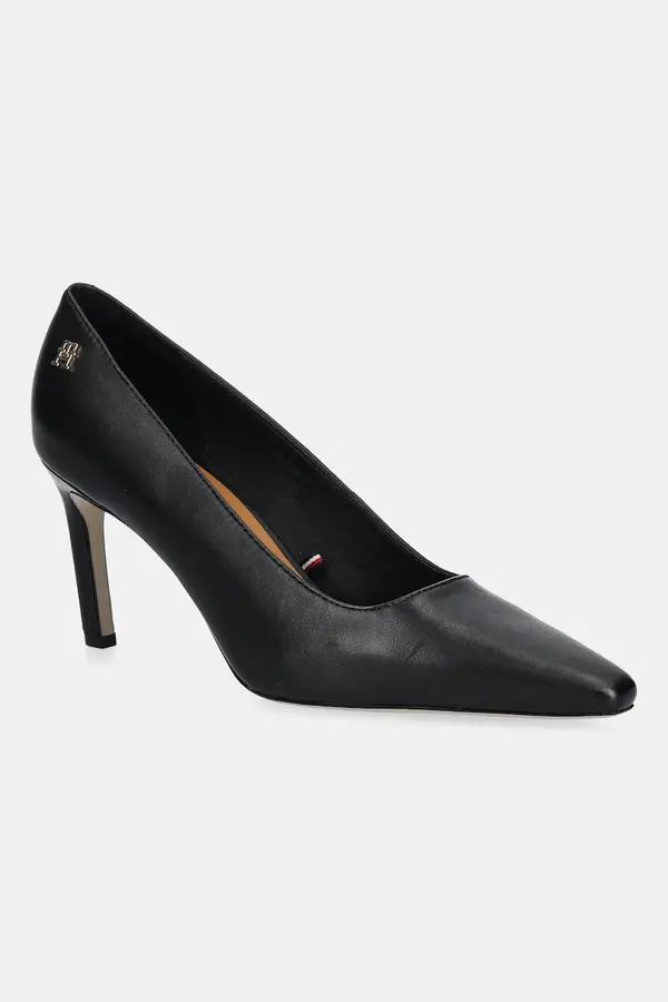 Tommy Hilfiger Usnjene visoke pete Tommy Hilfiger TH LOGO LEATHER PUMP SLANTED HL