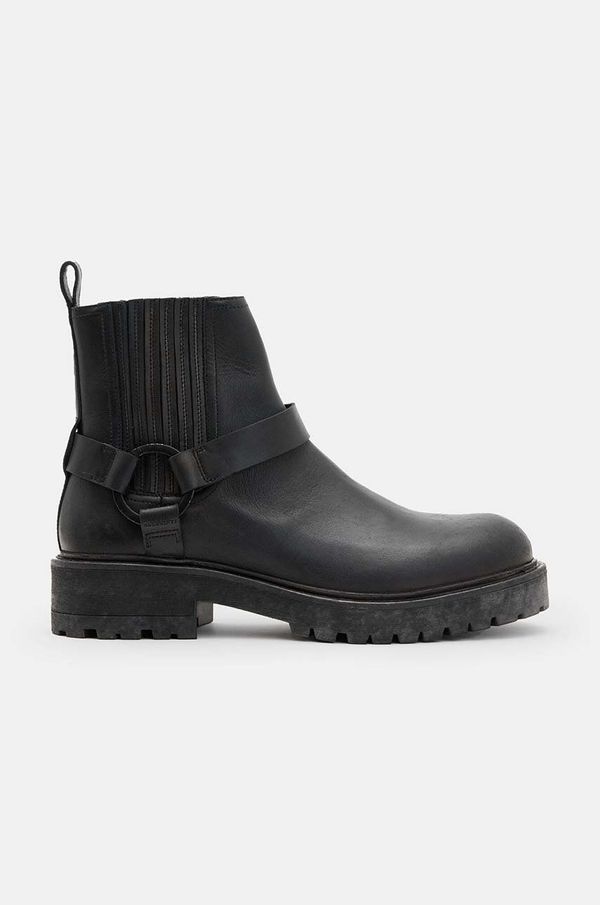 AllSaints Usnjeni čevlji AllSaints Hank Biker Boot moški, črna barva, M017FB