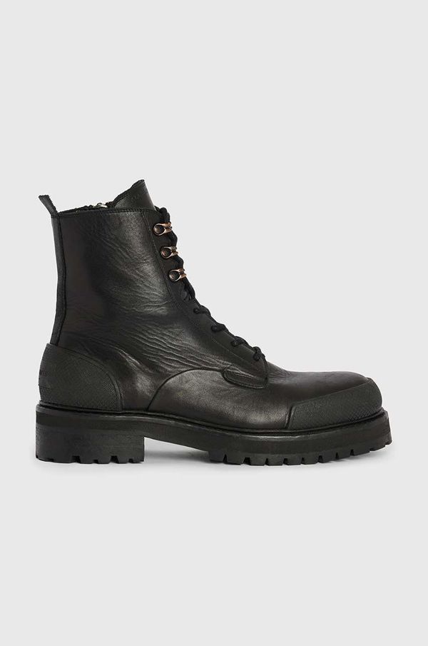 AllSaints Usnjeni čevlji AllSaints Mudfox črna barva, MF529Z