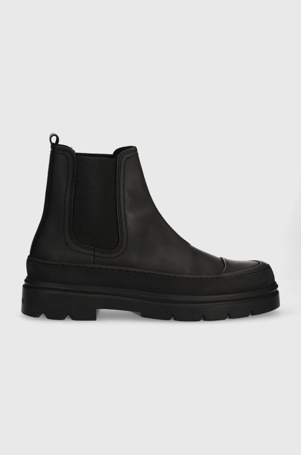 Calvin Klein Usnjeni čevlji Calvin Klein CHELSEA BOOT RUB moški, črna barva, HM0HM01252