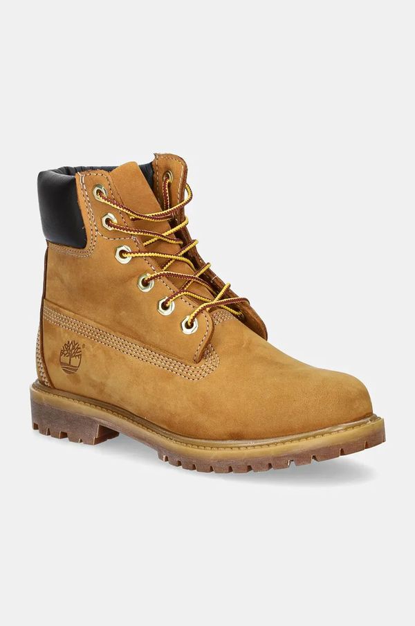 Timberland Usnjeni čevlji Timberland Premium 6 Inch ženski, rjava barva, TB1103617131