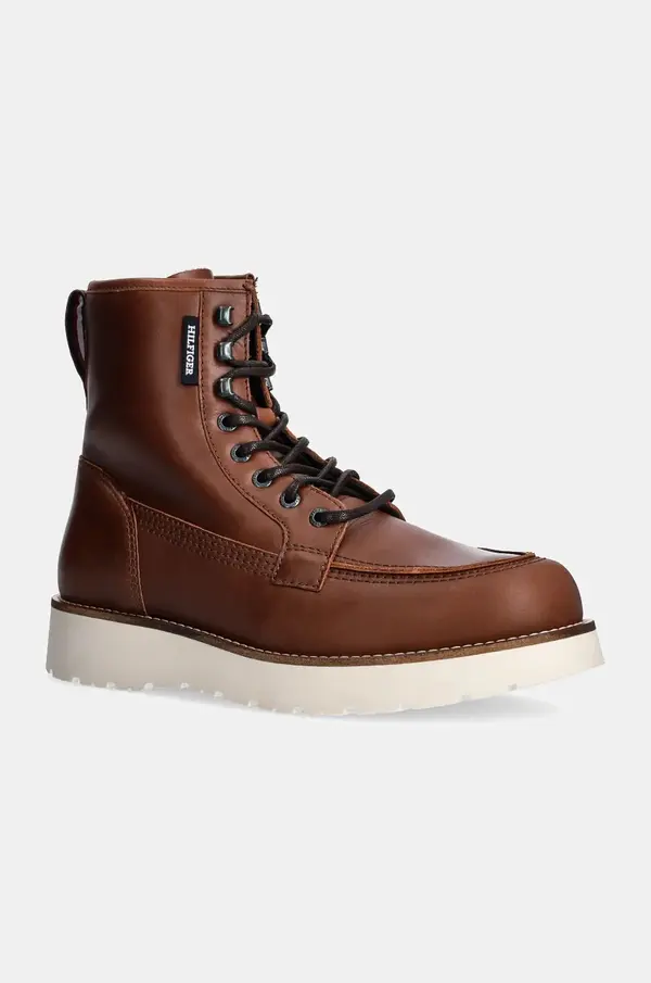 Tommy Hilfiger Usnjeni čevlji Tommy Hilfiger TH AMERICAN PREM CHECK LTH BOOT
