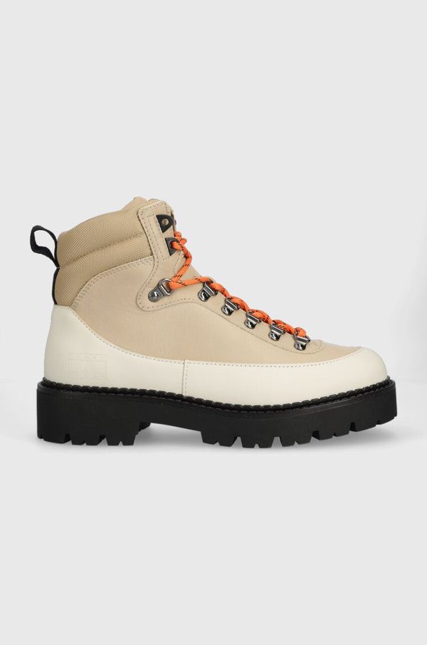 Tommy Jeans Usnjeni čevlji Tommy Jeans TJM BOOT HIKER moški, bež barva, EM0EM01252