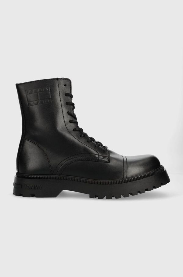 Tommy Jeans Usnjeni čevlji Tommy Jeans TJM CASUAL BOOT moški, črna barva, EM0EM01244