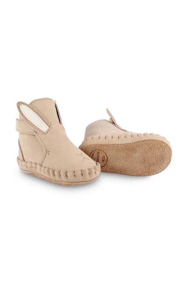 Donsje Usnjeni čevlji za dojenčka Donsje Kapi Classic Booties Bunny bež barva, 1028002