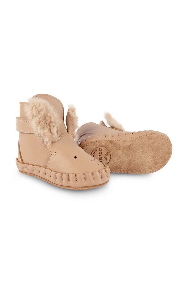 Donsje Usnjeni čevlji za dojenčka Donsje Kapi Exclusive Booties Fluffy Bunny oranžna barva, 1028103