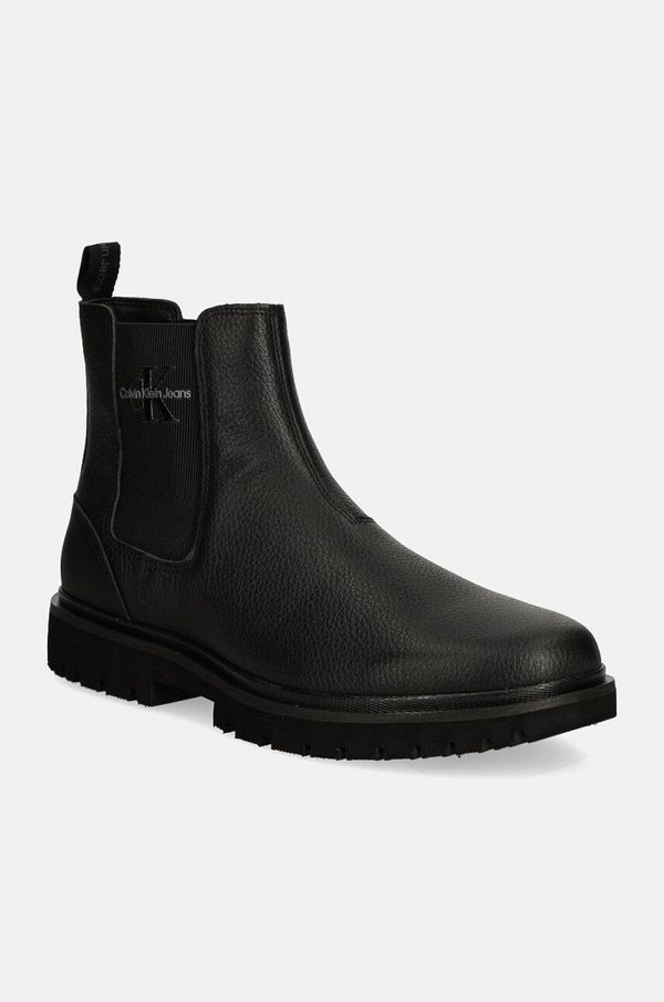 Calvin Klein Jeans Usnjeni chelsea Calvin Klein Jeans EVA MID CHELSEA BOOT LTH moški, črna barva, YM0YM00750