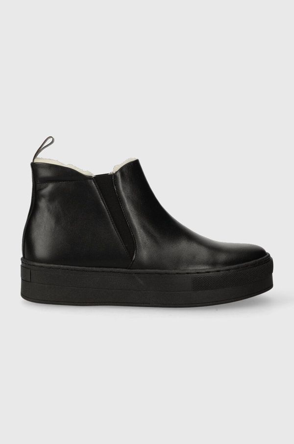 Charles Footwear Usnjeni chelsea Charles Footwear Nessa ženski, črna barva, Nessa.Mini.Boots.Black