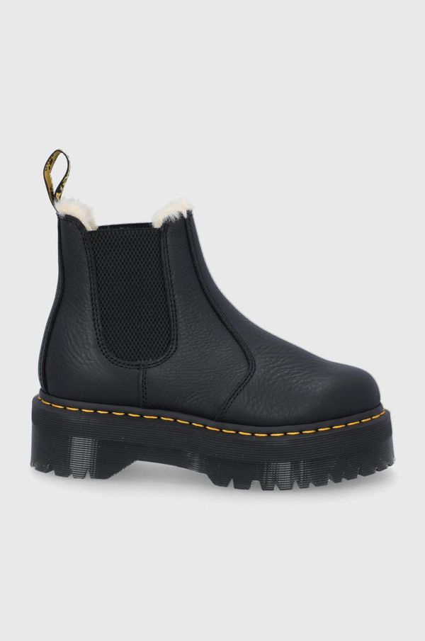 Dr. Martens Usnjeni chelsea Dr. Martens 2976 Quad Fl ženski, črna barva