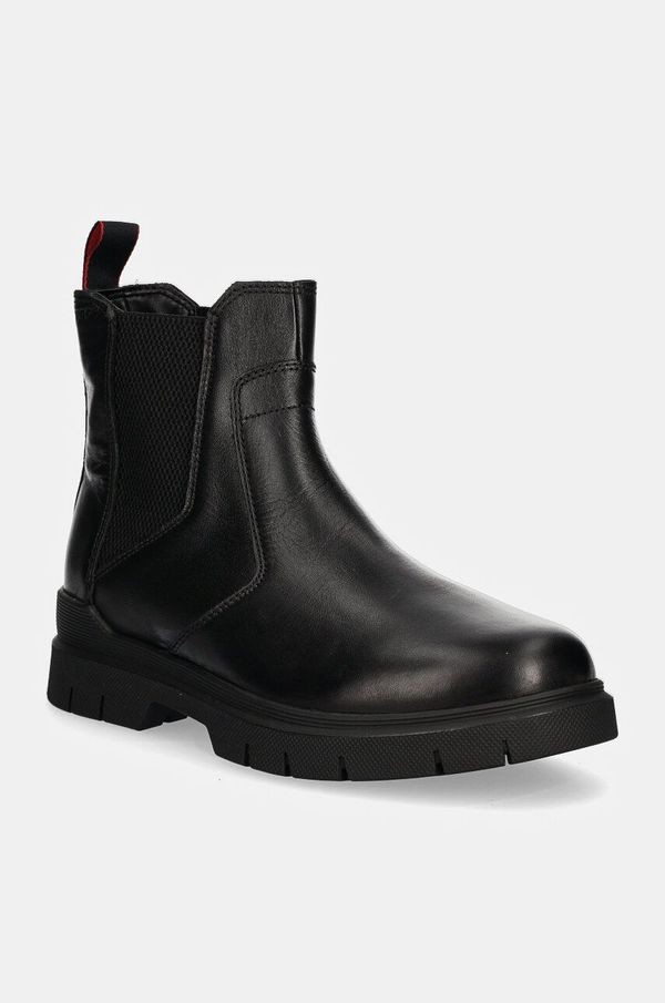HUGO Usnjeni chelsea HUGO Ryan moški, črna barva, 50528840