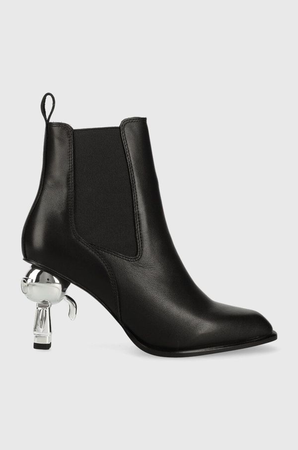 Karl Lagerfeld Usnjeni chelsea Karl Lagerfeld IKON HEEL ženski, črna barva, KL39060