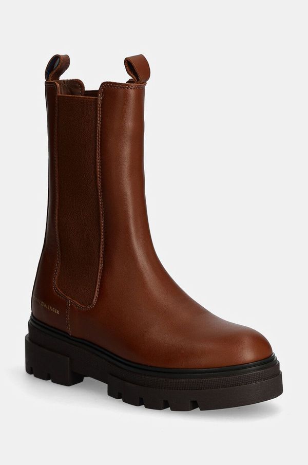 Tommy Hilfiger Usnjeni chelsea Tommy Hilfiger MONOCHROMATIC CHELSEA BOOT ženski, rjava barva, FW0FW06730