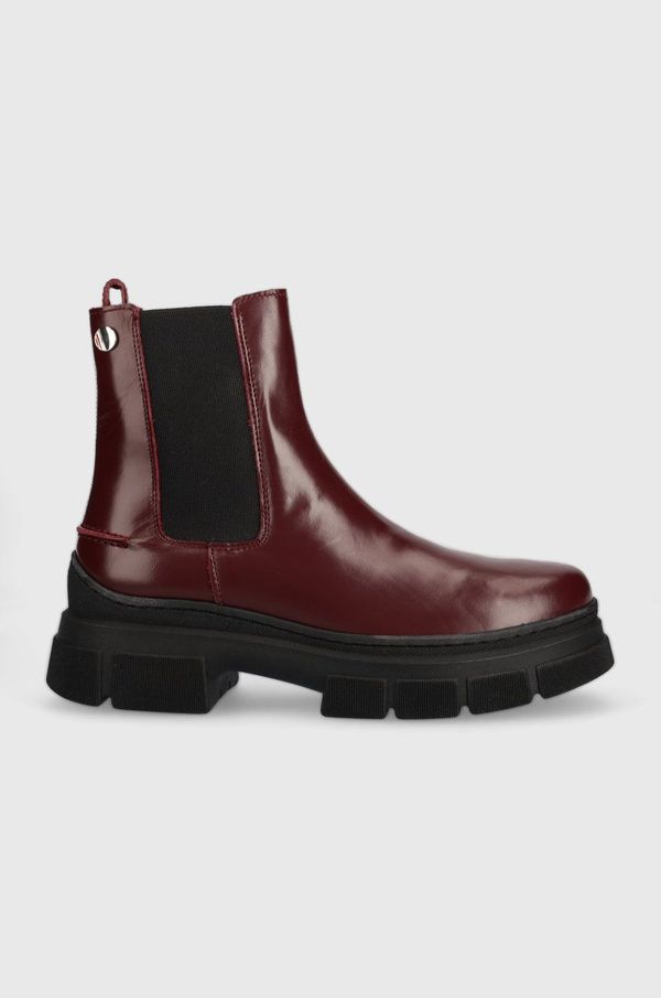 Tommy Hilfiger Usnjeni chelsea Tommy Hilfiger Preppy Outdoor Low Boot ženski, bordo barva