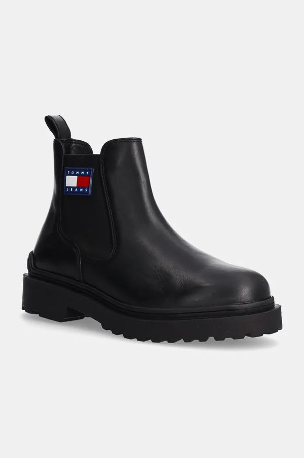 Tommy Jeans Usnjeni chelsea Tommy Jeans TJM LEATHER CHELSEA BOOT moški, črna barva, EM0EM01448