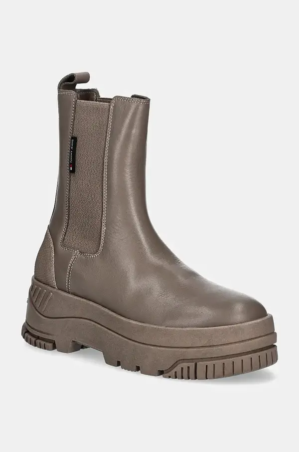 Tommy Jeans Usnjeni chelsea Tommy Jeans TJW CHELSEA FLATFORM BOOT