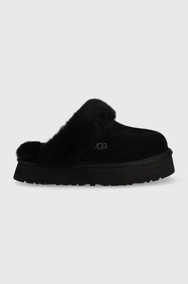 Ugg Usnjeni copati UGG W Disquette, črna barva