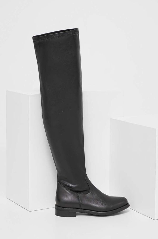 Answear Lab Usnjeni elegantni škornji Answear Lab ženski, črna barva