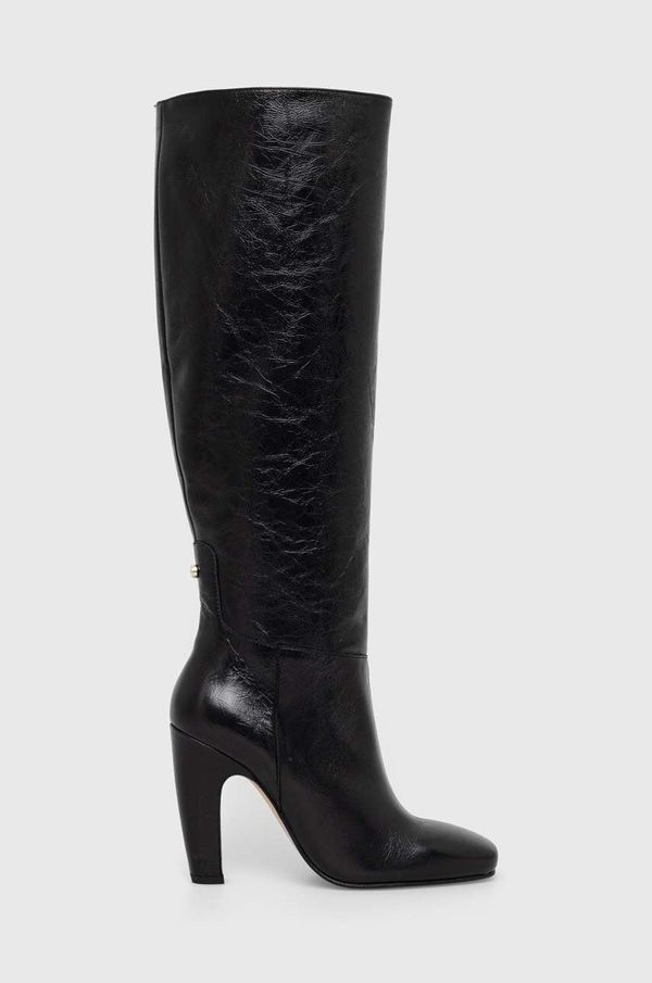 Boss Usnjeni elegantni škornji BOSS Aleya ženski, črna barva, 50504504