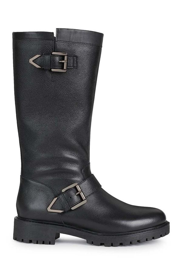 Geox Usnjeni elegantni škornji Geox D16FTH 04643 C9999 D HOARA H ženski, črna barva