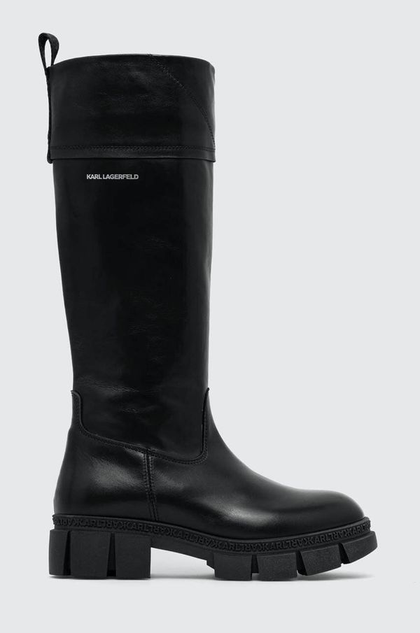 Karl Lagerfeld Usnjeni elegantni škornji Karl Lagerfeld ARIA ženski, črna barva, KL43290