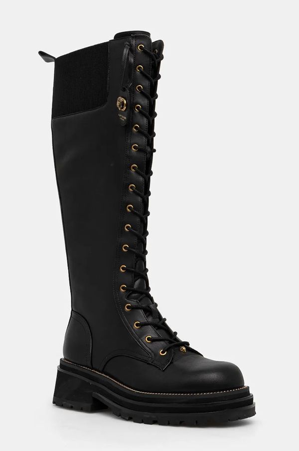 Kurt Geiger London Usnjeni elegantni škornji Kurt Geiger London Chelsea Combat Knee Boot ženski, črna barva, 3516600109