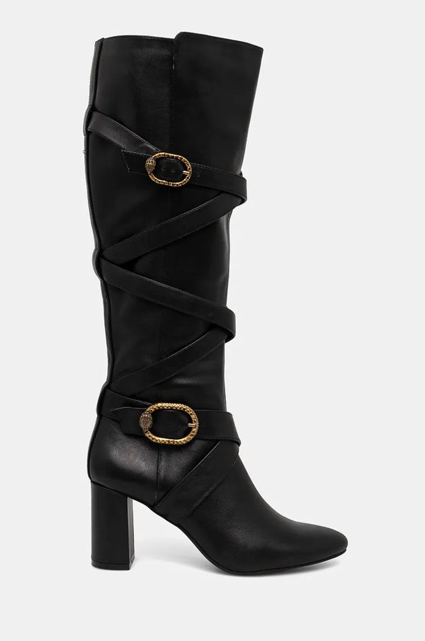 Kurt Geiger London Usnjeni elegantni škornji Kurt Geiger London Mayfair Strappy Knee Boot ženski, črna barva, 3483800109