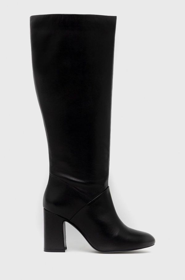 Sisley Usnjeni elegantni škornji Sisley ženski, črna barva,