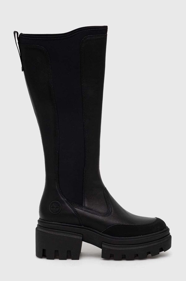 Timberland Usnjeni elegantni škornji Timberland Everleigh Boot Tall ženski, črna barva, TB0A5YMR0151
