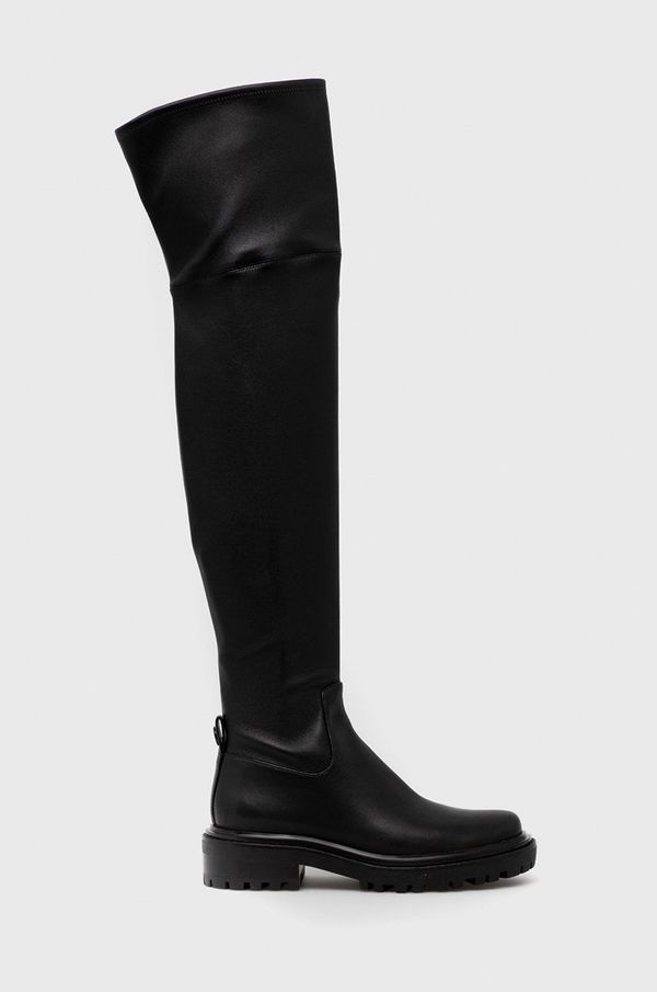 Tory Burch Usnjeni elegantni škornji Tory Burch Utility Lug ženski, črna barva