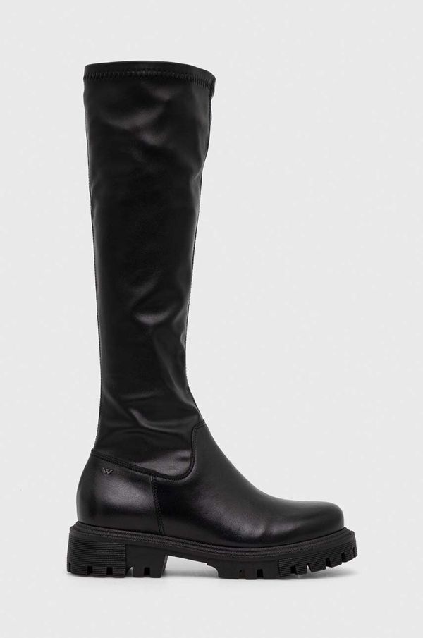 Wojas Usnjeni elegantni škornji Wojas ženski, črna barva, 7104981