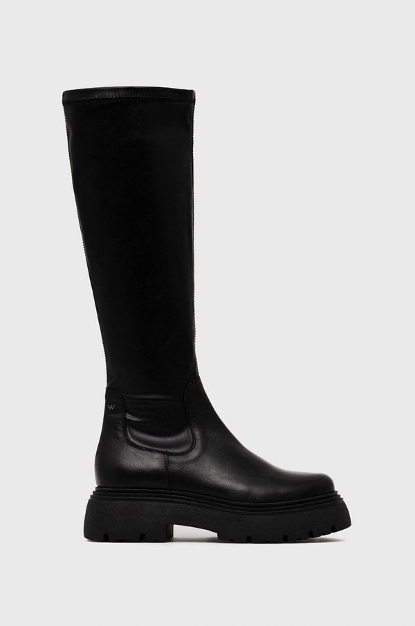 Wojas Usnjeni elegantni škornji Wojas ženski, črna barva,