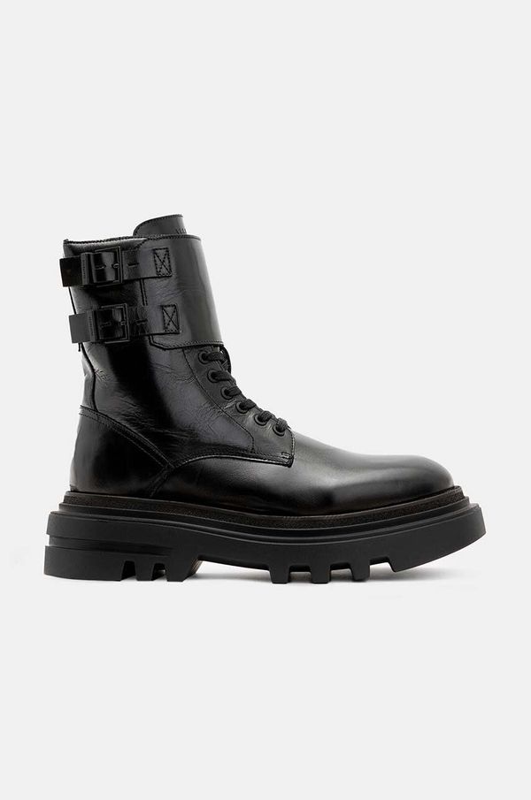 AllSaints Usnjeni gležnarji AllSaints Zoe Boot ženski, črna barva, W064FB