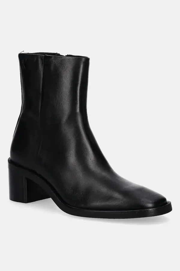 Calvin Klein Usnjeni gležnarji Calvin Klein BLOCK HEEL ZIP BOOT LTH